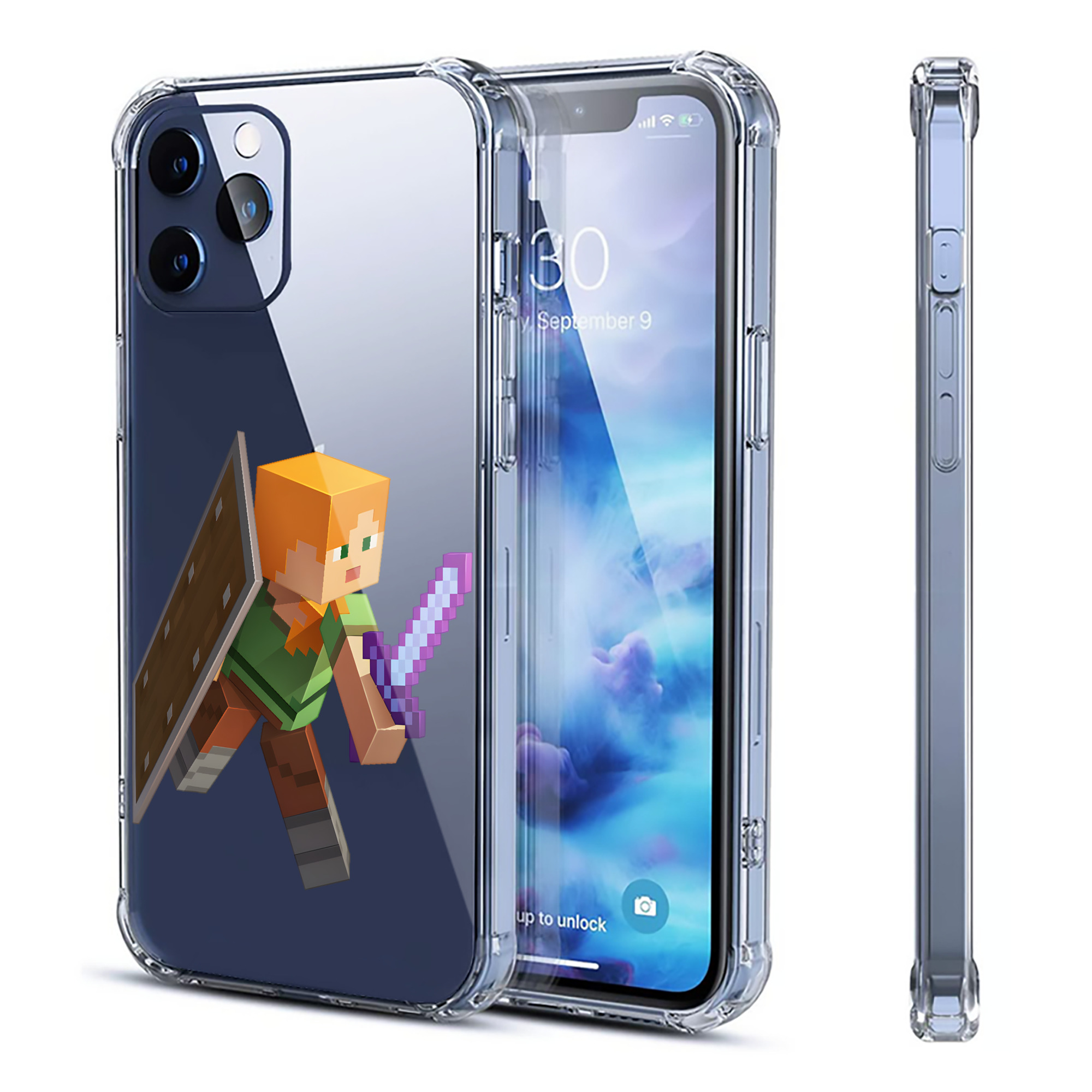 （画像用） マインクラフト ブロックの世界 Minecraft MC Block world 【iPhone 12シリーズ対応】透明スマホケース（クリアソフトケース）